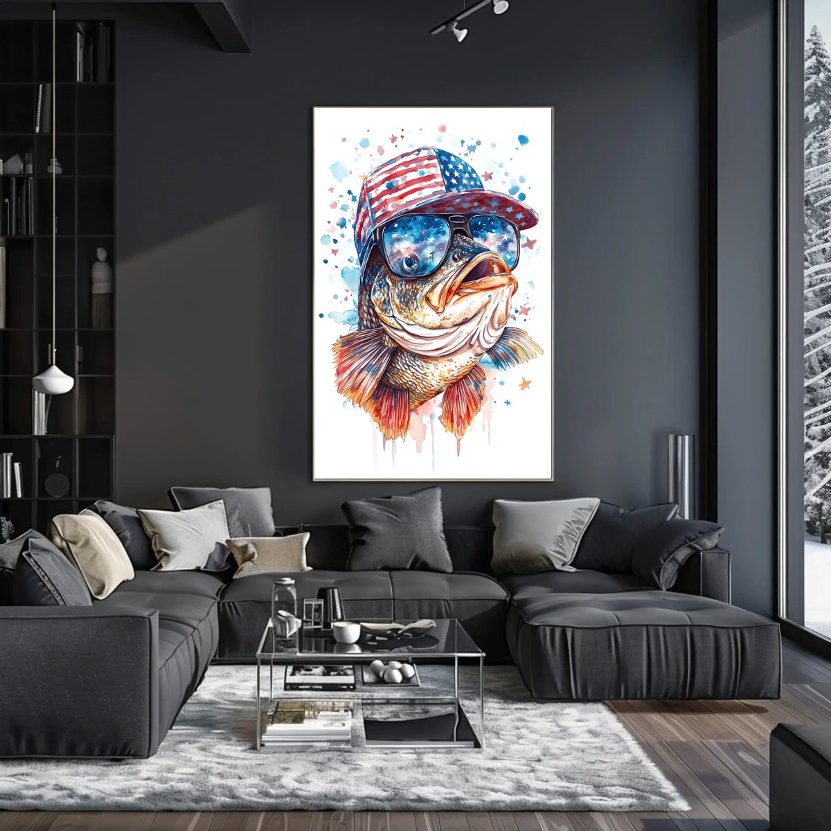 Bass Fish Wearing Backwards Snapback Cap Art Poster