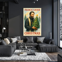 Francis Xavier's Festive Scene with Evergreen Trees - Historical or Presidential Poster