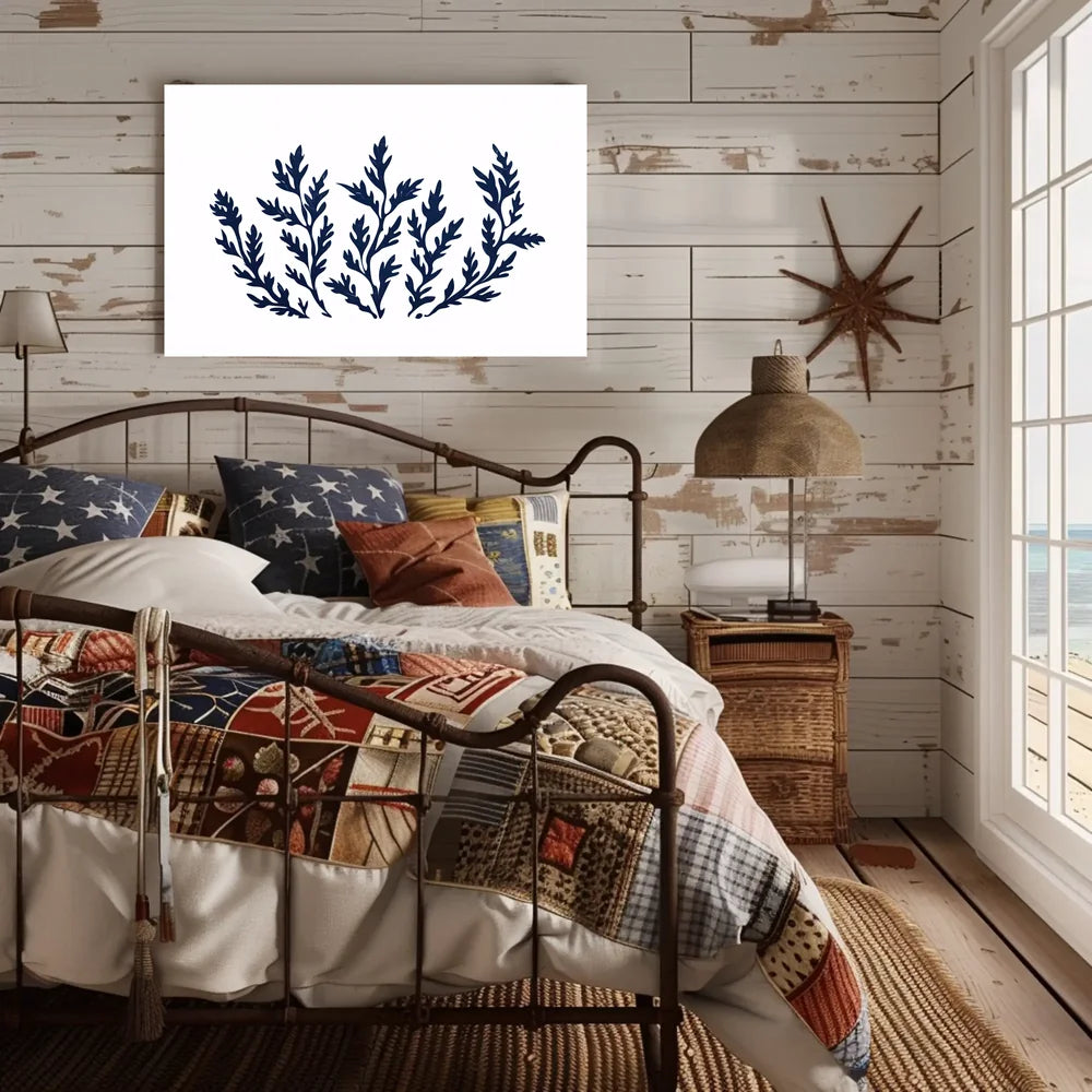 Abstract Botanical Minimalist Poster: Blue Foliage Design
