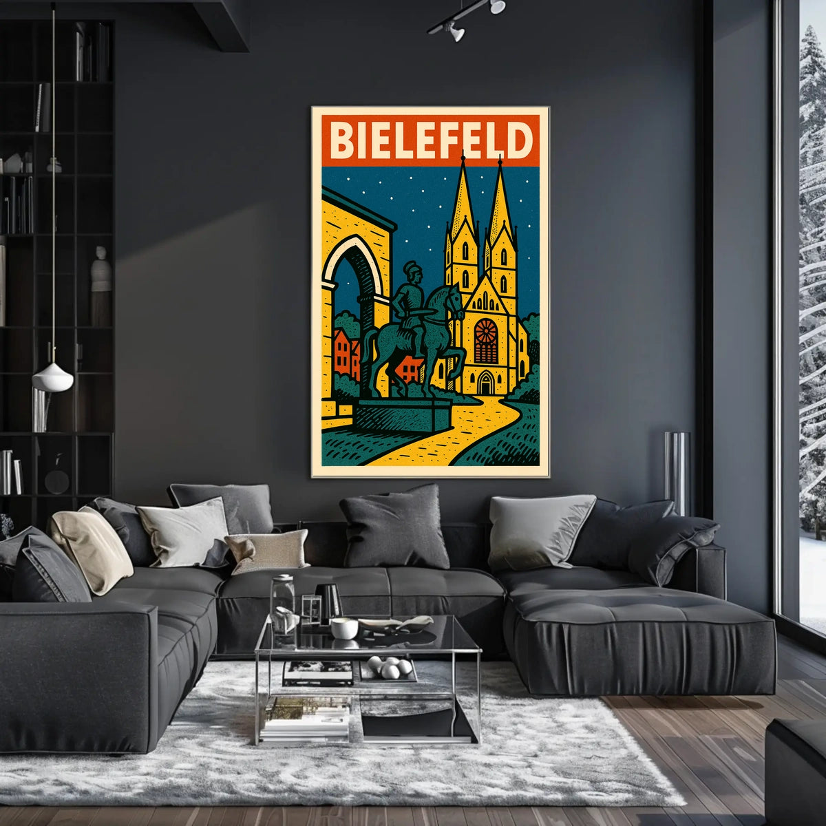 Bielefeld A Nighttime Cityscape Poster
