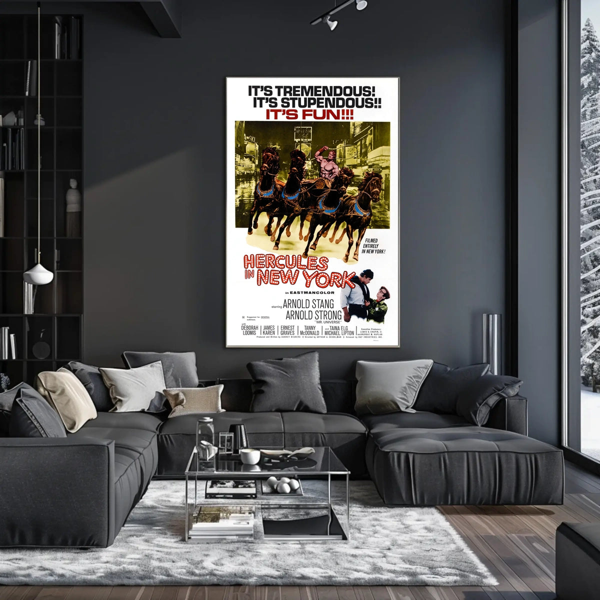 Hercules Conquers New York Mythology Poster Retro Wall Art