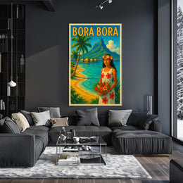 Tropical Vintage Bora Bora Travel Poster PosterGoat