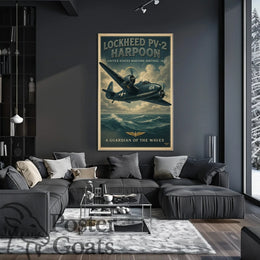 Lockheed PV-2 Harpoon WWII Aircraft Vintage Poster