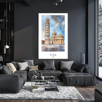 Leaning Tower of Pisa Watercolor Travel Poster PosterGoat