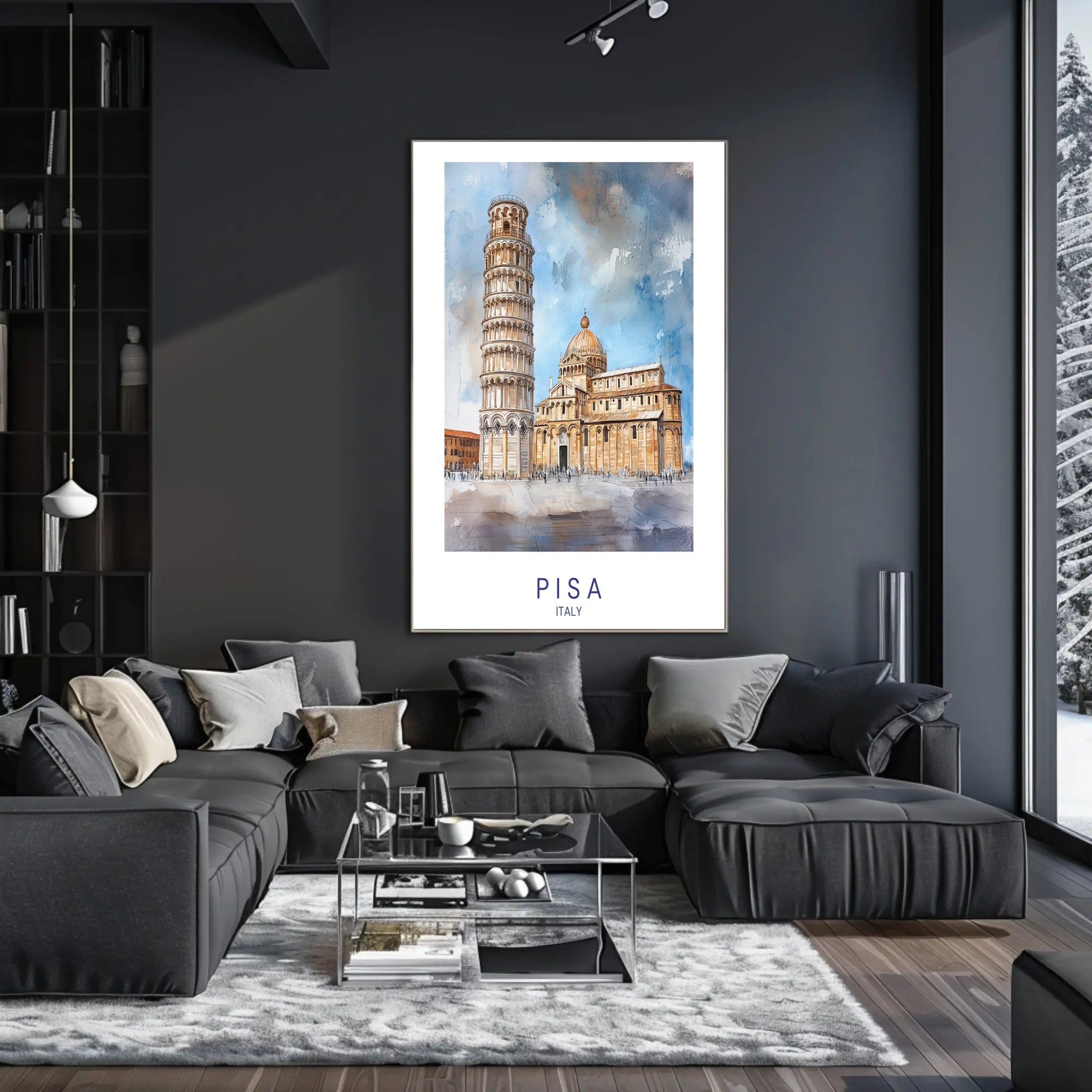 Leaning Tower of Pisa Watercolor Travel Poster PosterGoat