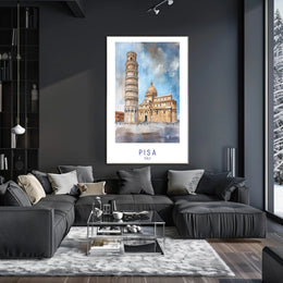 Leaning Tower of Pisa Watercolor Travel Poster PosterGoat