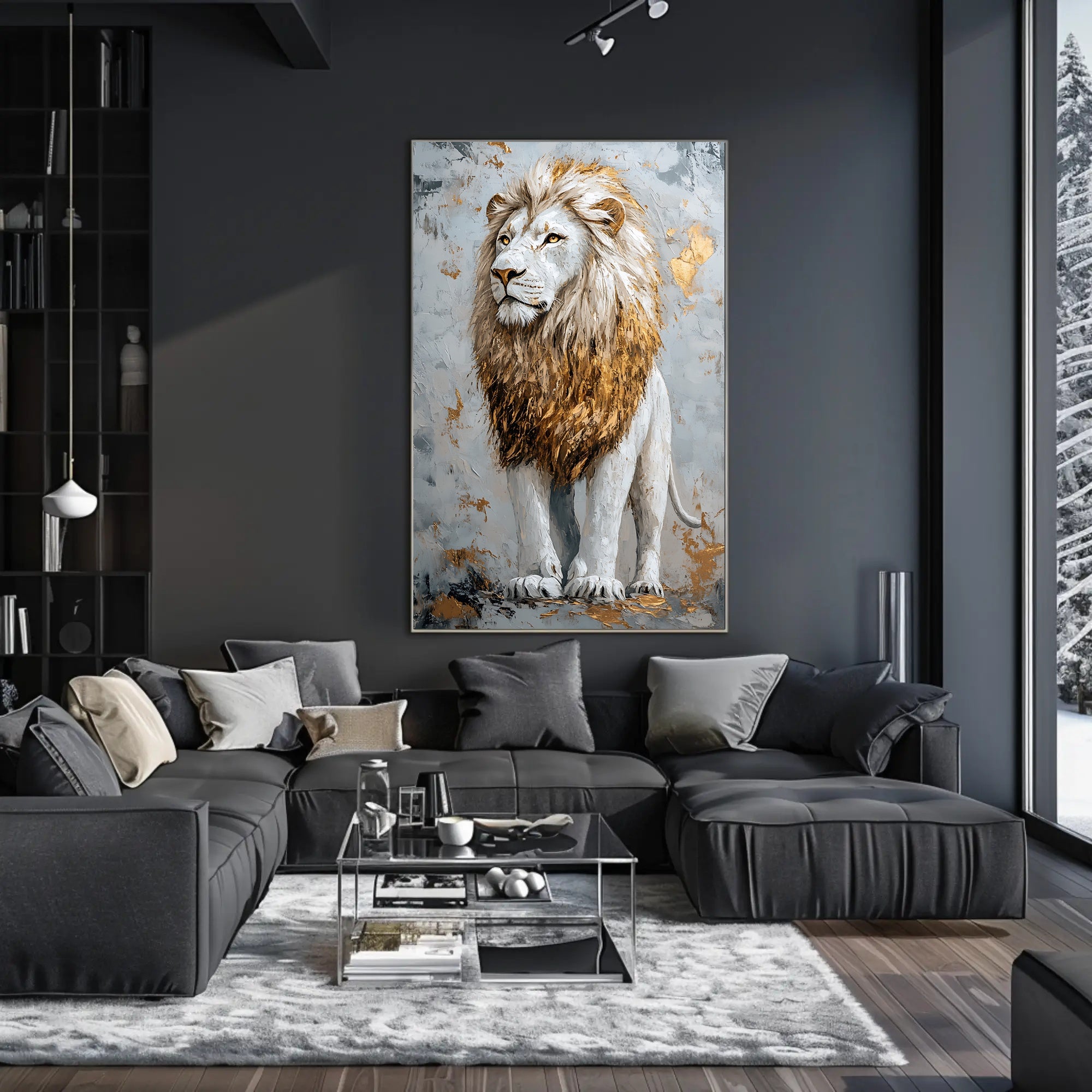 Majestic Lion in Gold and Earthy Tones Animal Poster