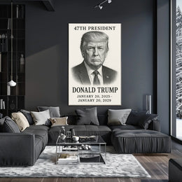 Donald Trump 47th President Pop Art Typography Patriotic Wall Decor Collectors Gallery Poster