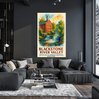 Blackstone River Valley Watercolor Historical Art Poster