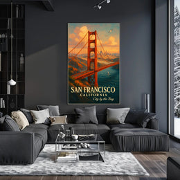 Golden Gate Bridge Vintage Travel Poster