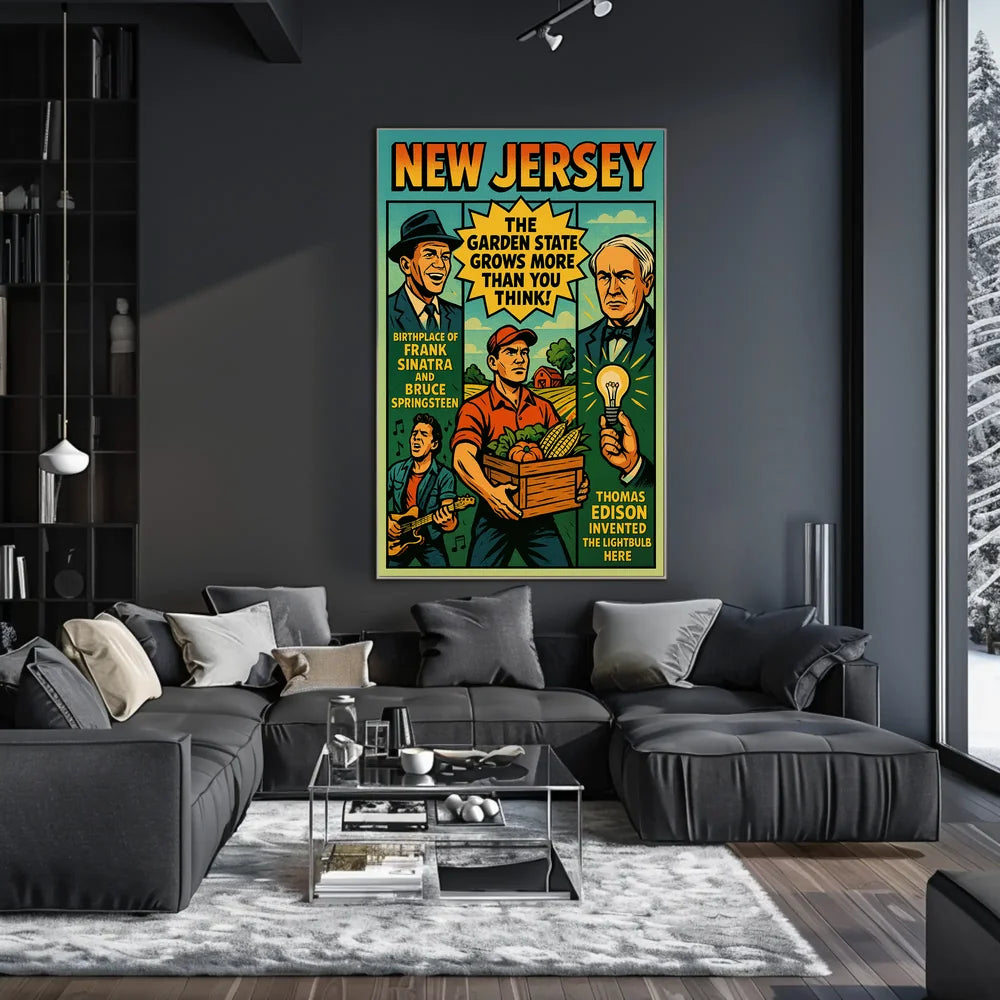 New Jersey Heritage Vintage Americana Cultural or Heritage Poster PosterGoat