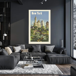 New York City Urban Cityscape Poster Vintage Wall Art