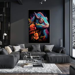 Vibrant Chameleon Art Poster