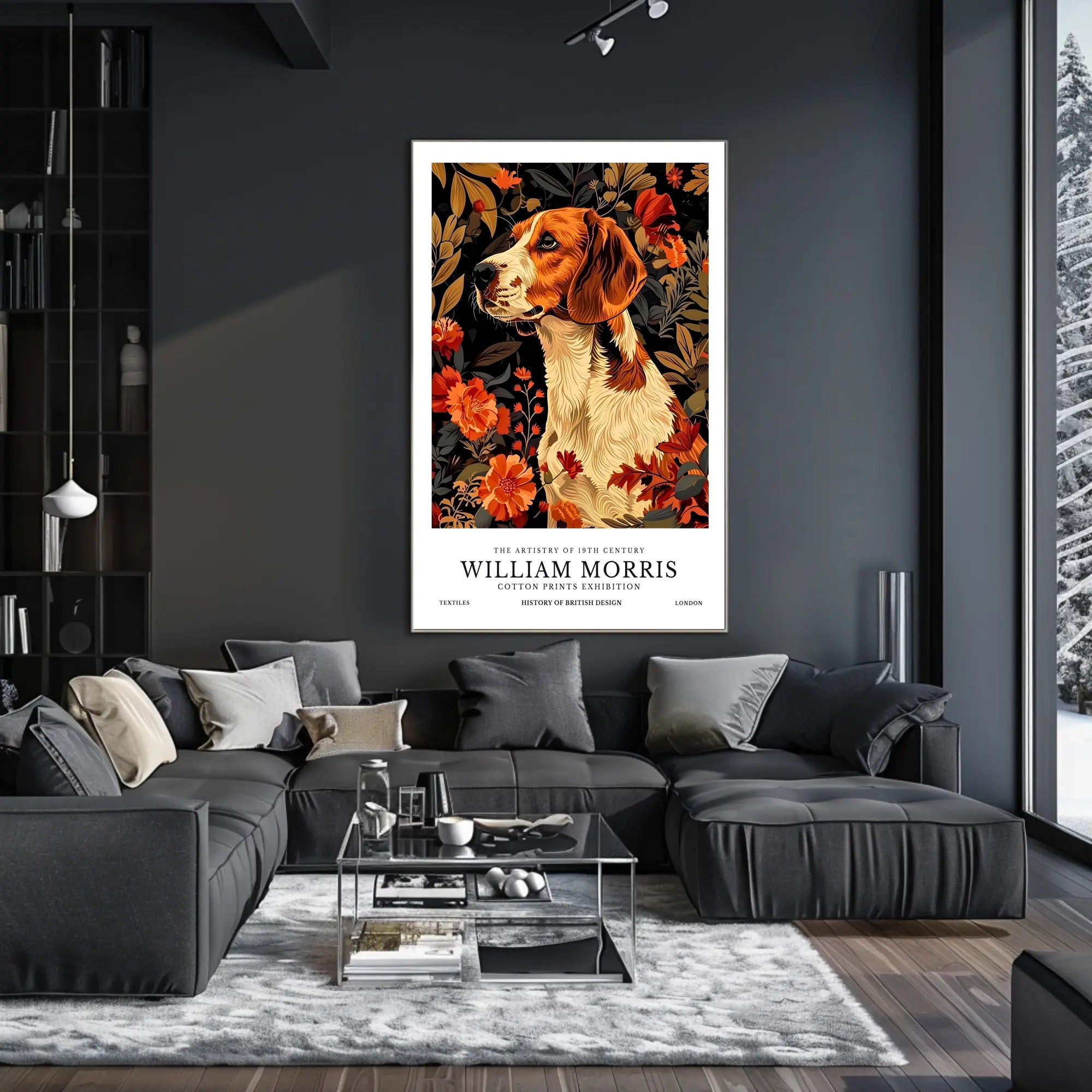 Elegant Canine Floral Art in Heritage Cultural or Heritage Poster