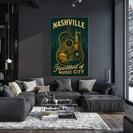 Nashville Poster Vintage Music City Wall Art