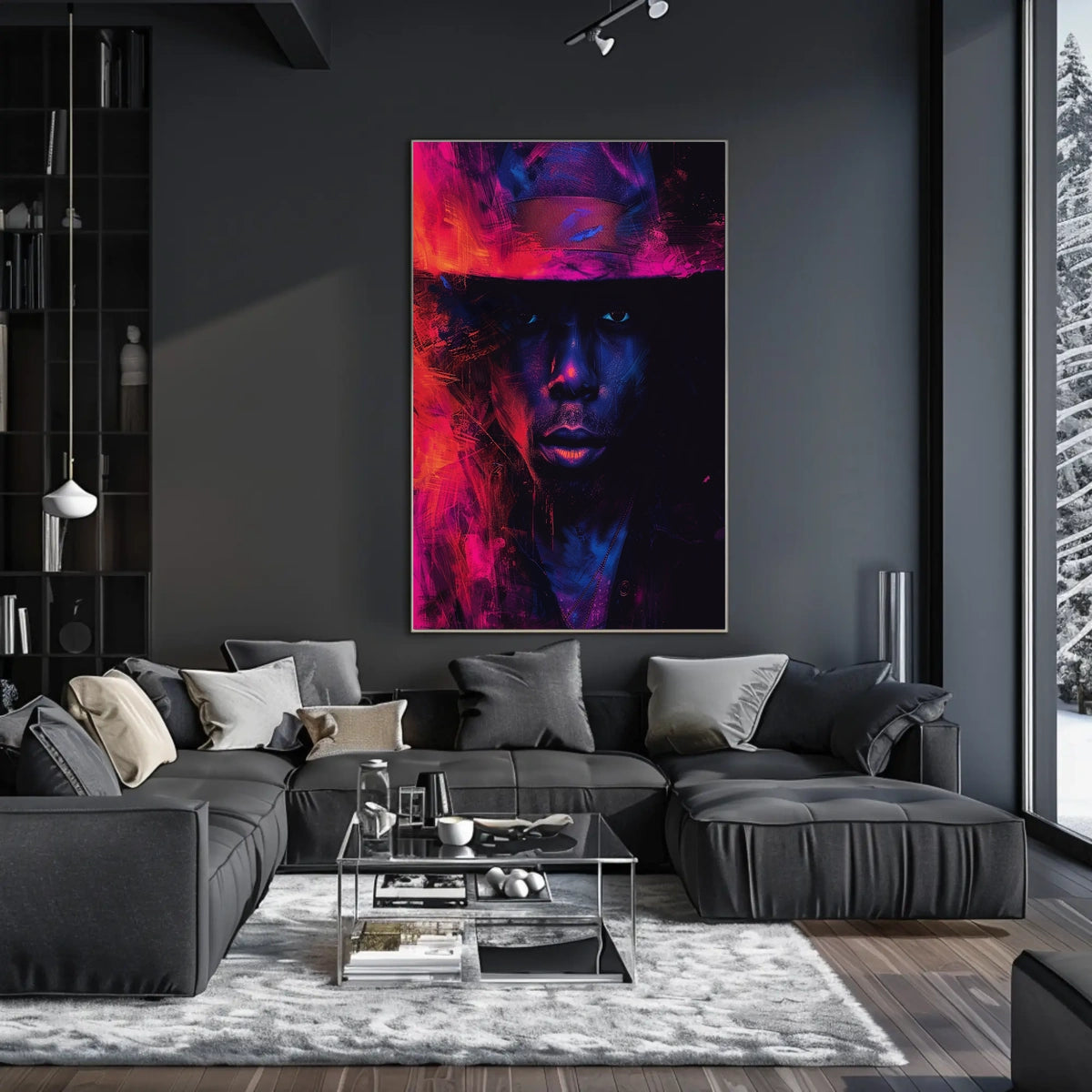 Dramatic Abstract Portrait Poster in Vibrant Colors