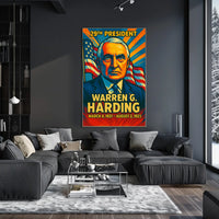Warren G. Harding 29th President of the United States Colorful Comic Book Style Poster