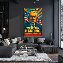 Warren G. Harding 29th President of the United States Colorful Comic Book Style Poster