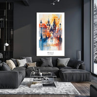 Prague Dreamscape Watercolor Urban or Cityscape Poster PosterGoat