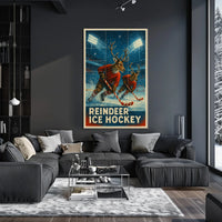 Reindeer Ice Hockey Poster for Holiday Fun Sports Enthusiasts