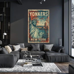 Yonkers Vintage Heritage Art Deco Cityscape Poster