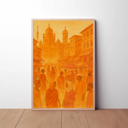 Golden Bazaar Street Scene Travel Poster