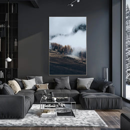 Misty Autumn Mountain Landscape Photorealistic Art Print