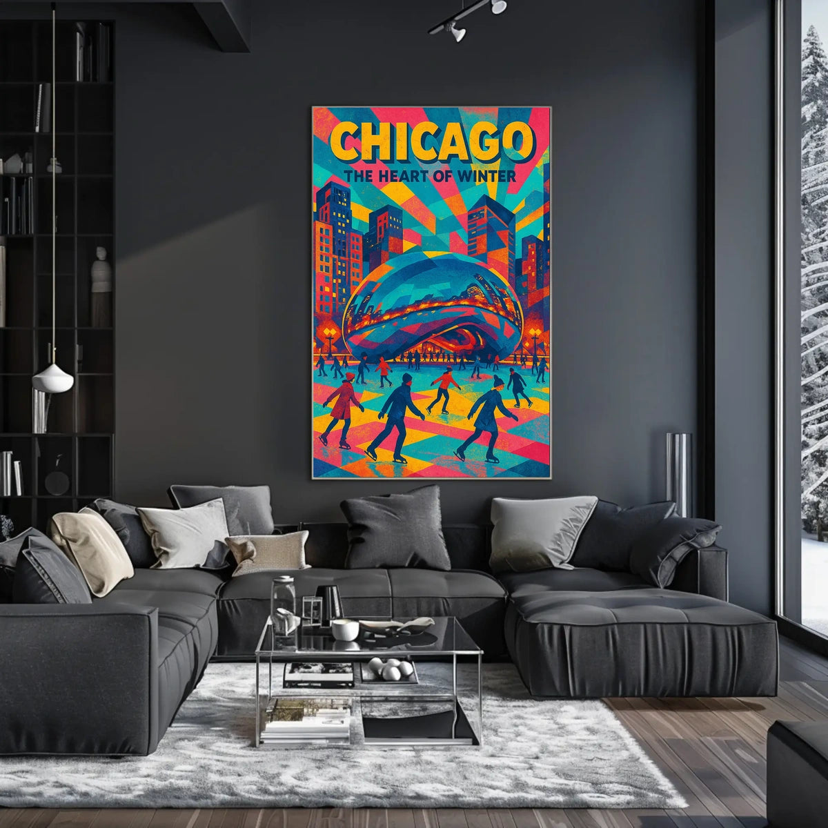 Chicago City Winter Heart Of The City Scene Poster