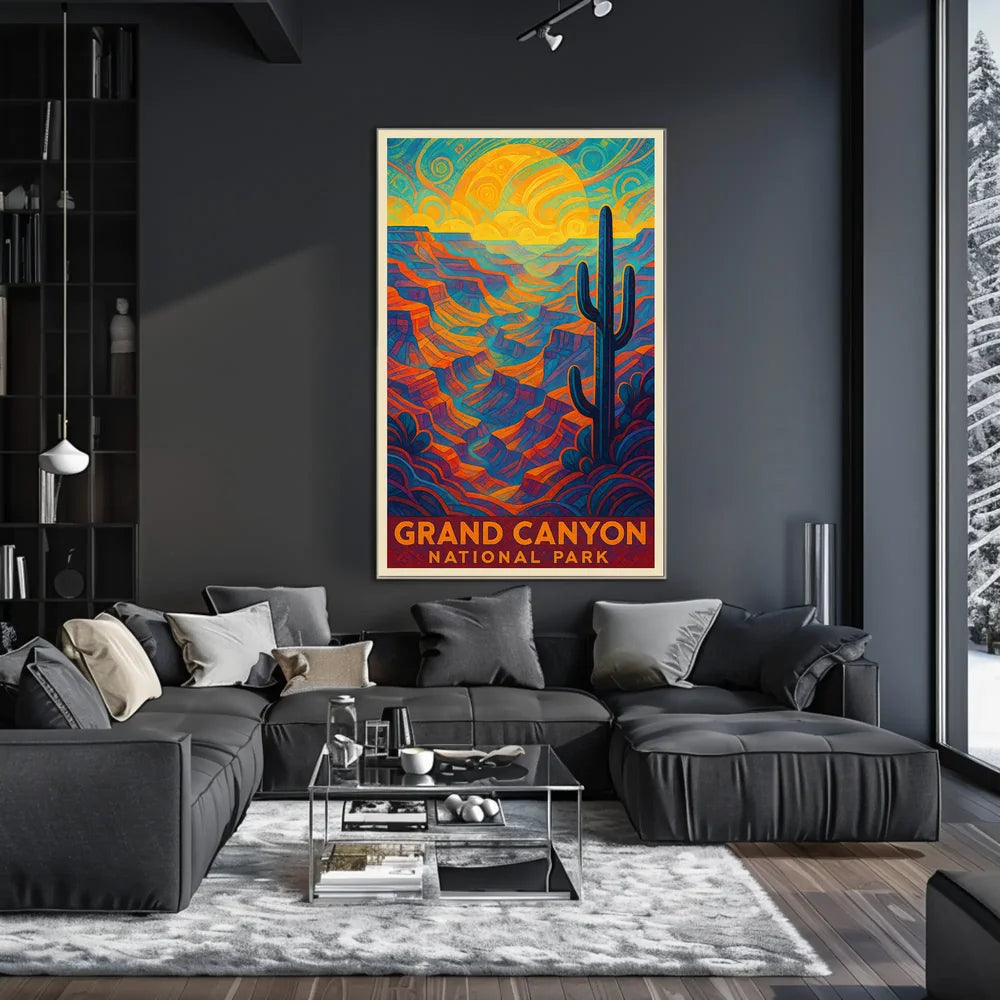 Psychedelic Vibrancy of Grand Canyon National Park Poster