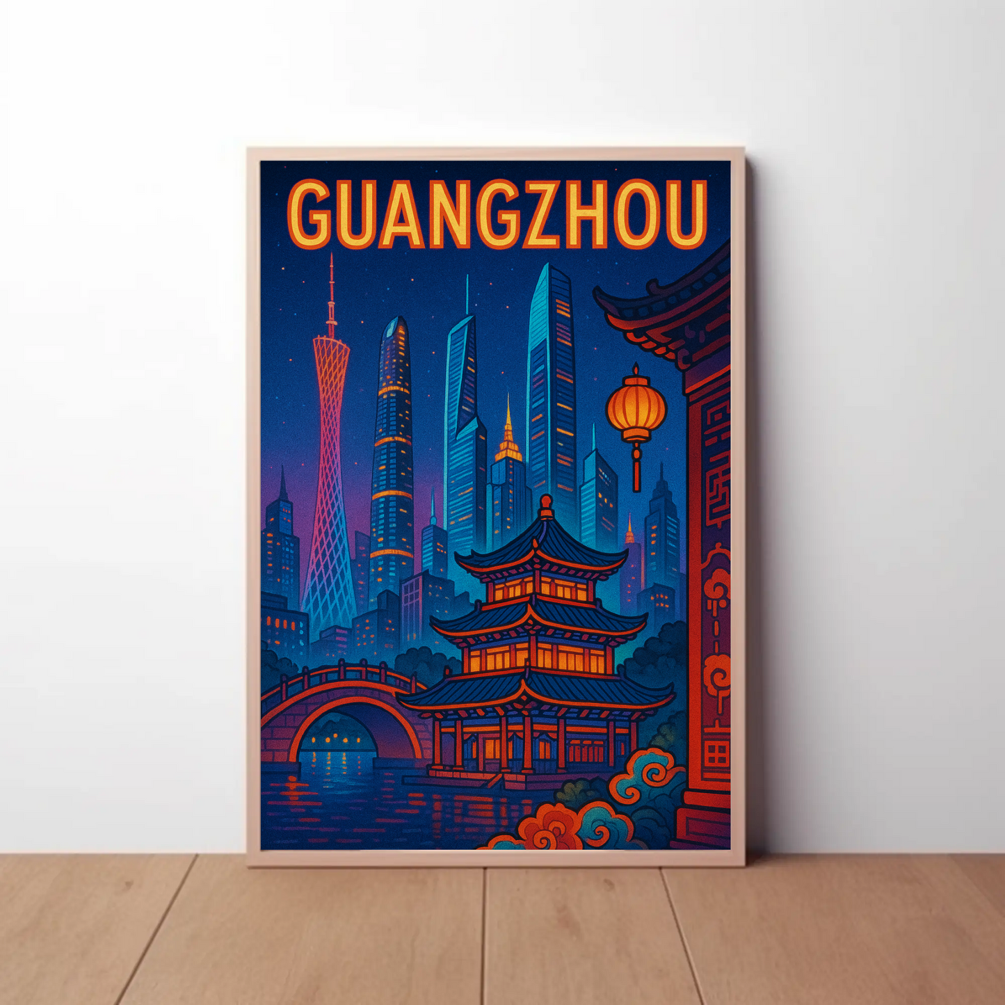 Guangzhou Night Skyline Travel Poster