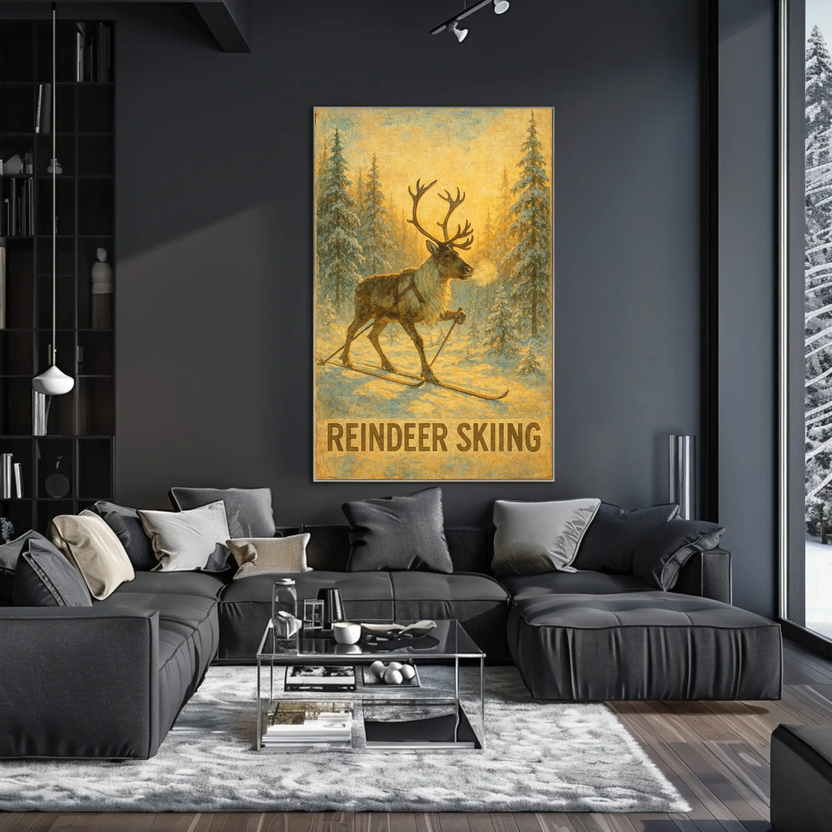 Reindeer Skiing Adventure Poster