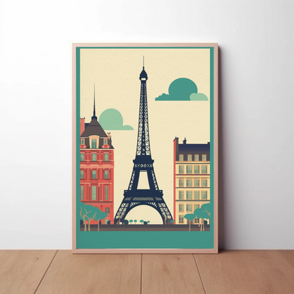 Paris Eiffel Tower City Buildings Classic France Travel Poster