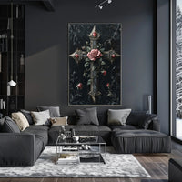 Roses And Cross Poster