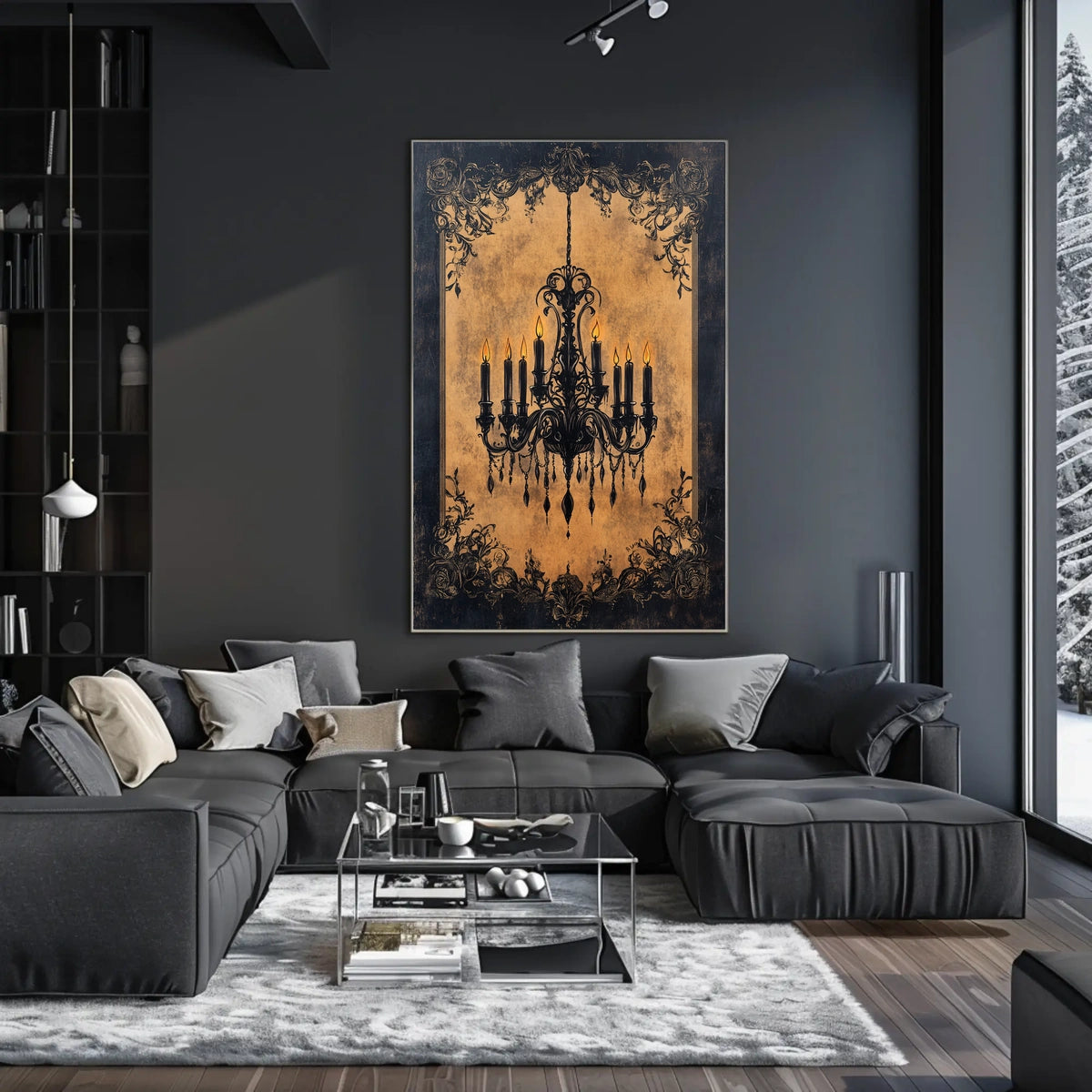 Vintage Chandelier Art Print with Luxurious Details Poster