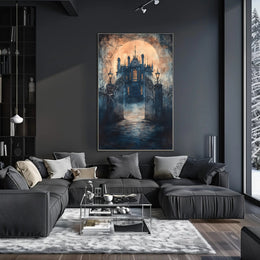 Haunting Gothic Mansion Moonlit Fantasy or Mythology Poster