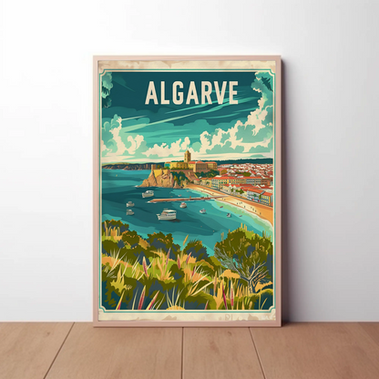 Algarve Portugal Coastal Town Travel Poster