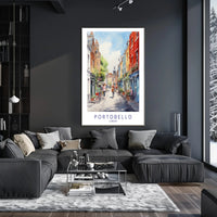 Portobello Street Scene Watercolor Urban or Cityscape Poster PosterGoat