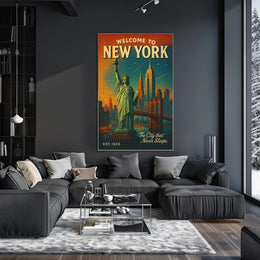 New York City Poster Vintage Travel Mid Century Wall Art