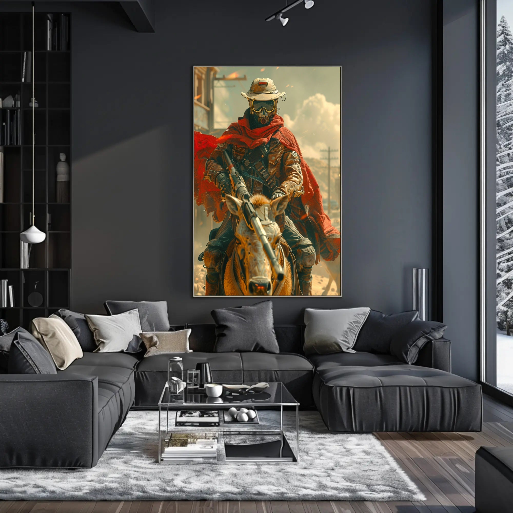 Futuristic Dystopian Horse Rider Poster Art Print PosterGoat