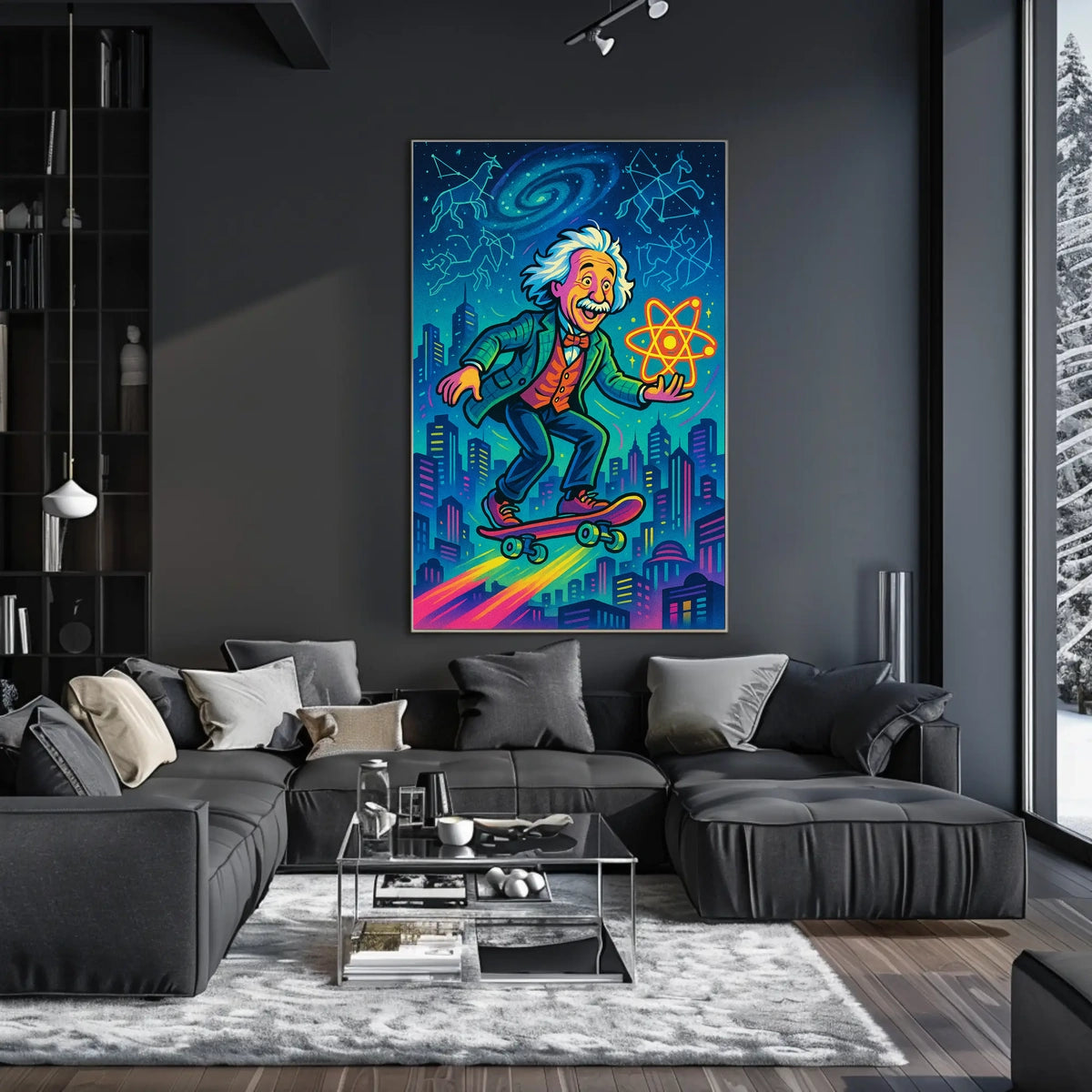 Cosmic Einstein on a Skateboard Poster