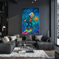 Cosmic Einstein on a Skateboard Poster