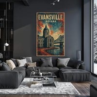 Evansville Indiana Scenic Cityscape Nostalgic Poster