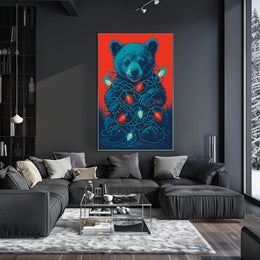 Festive Bear With Lights Poster