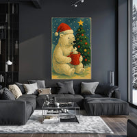 Festive Polar Bear Holiday Poster