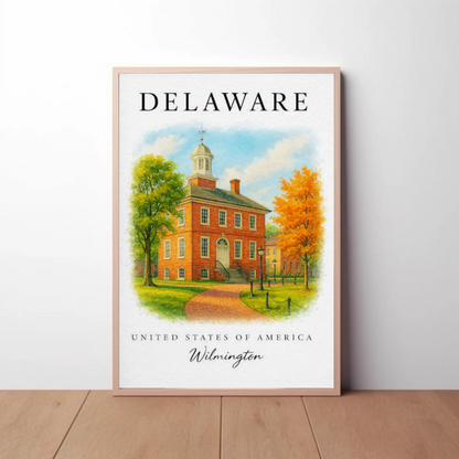 Wilmington Delaware Courthouse Autumn Travel Poster