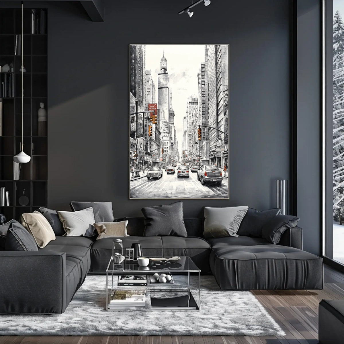 Bustling City Scene with Iconic New York Charm: Travel Poster