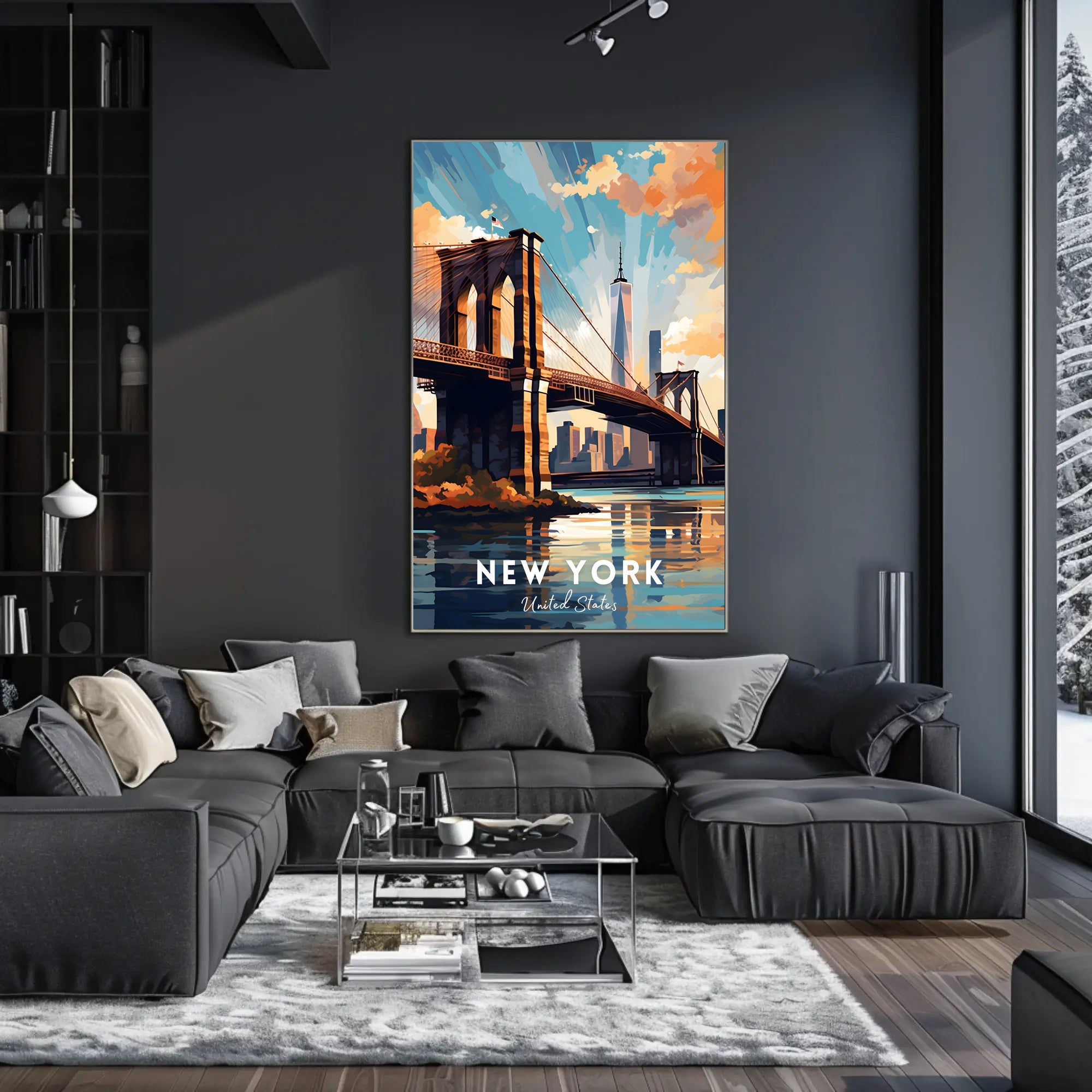Brooklyn Bridge at Sunset Urban or Cityscape Poster