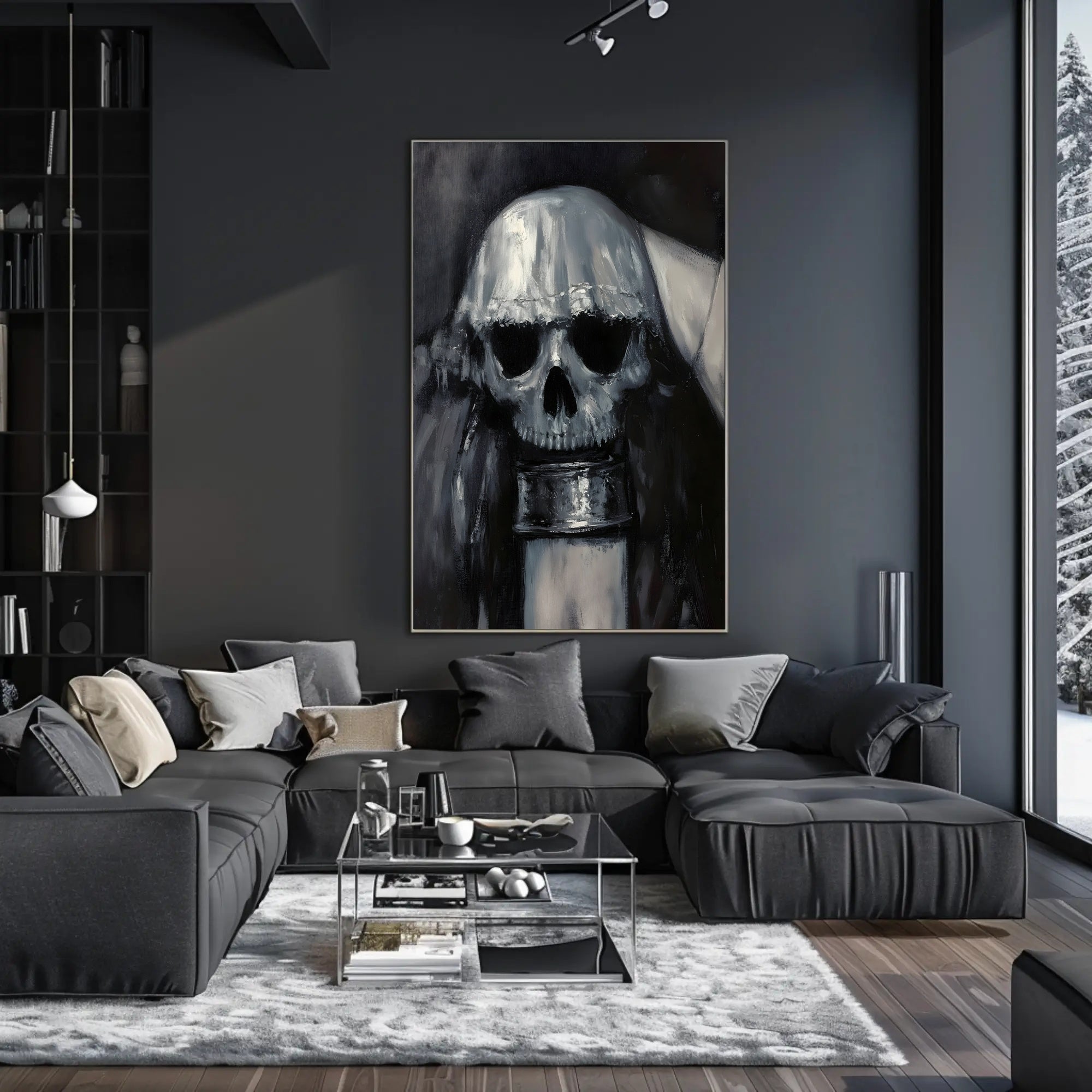 Eerie Skull Monochrome Artwork in Abstract or Artistic Poster PosterGoat