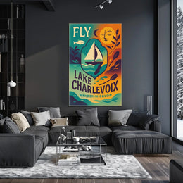 Lake Charlevoix Vibrant Adventure Destination Travel Poster