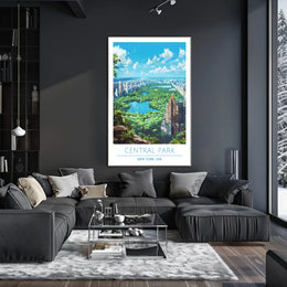 Central Park Serenity with Manhattan Skyline Urban or Cityscape Poster